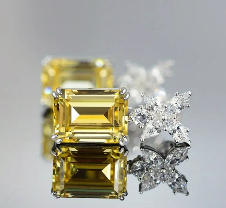 Yellow Gemstone Sparkling Zircon  Earrings