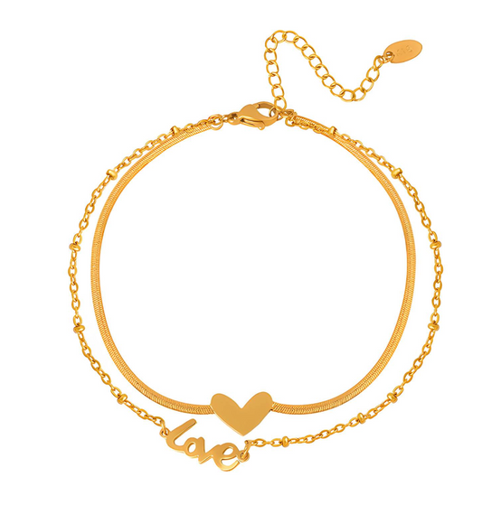 18K GOLD PLATED STAINLESS STEEL "HEARTS" ANKLET