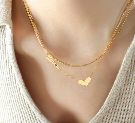 18K GOLD PLATED STAINLESS STEEL "HEART" NECKLACE